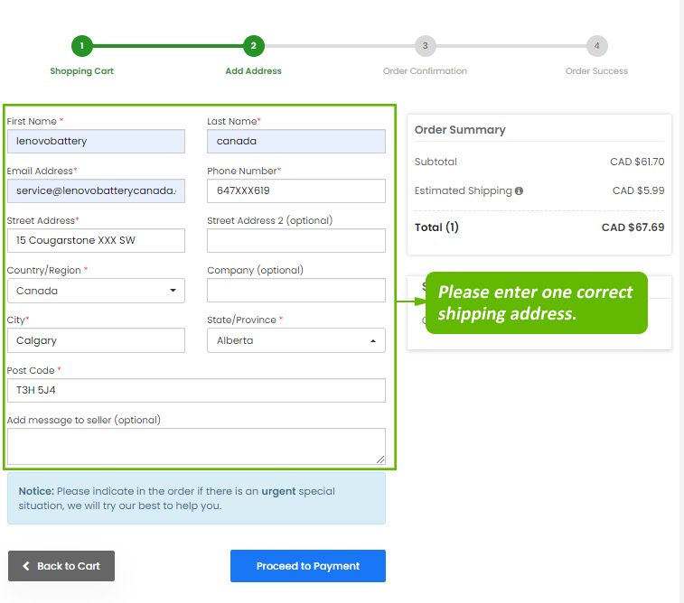 add shipping address