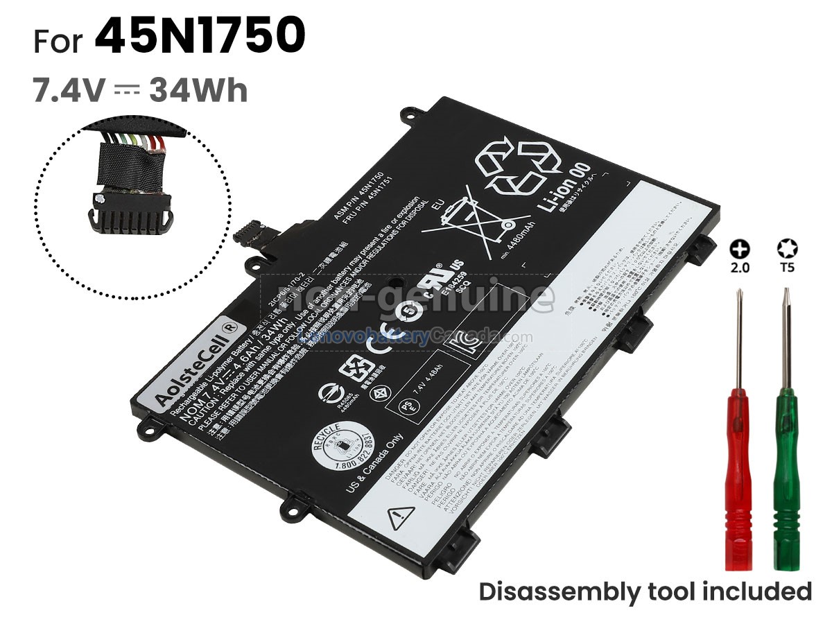 Replacement battery for Lenovo 45N1751