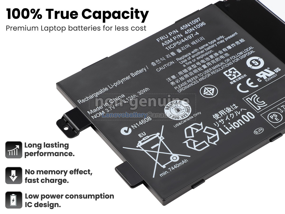 Replacement battery for Lenovo 45N1720
