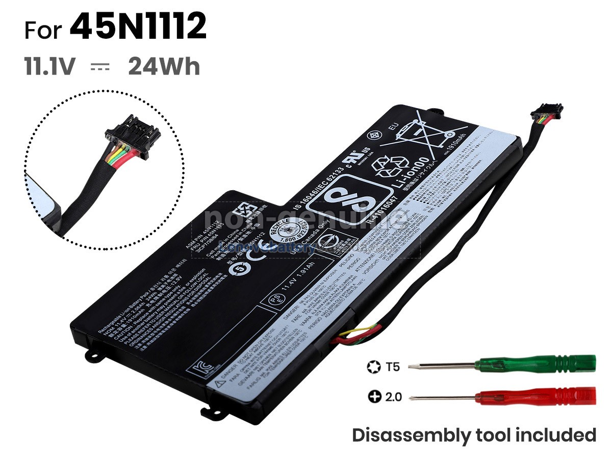 Replacement battery for Lenovo Asm 45N1124