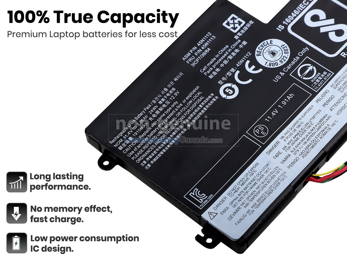 Replacement battery for Lenovo ThinkPad L450 20DS0001