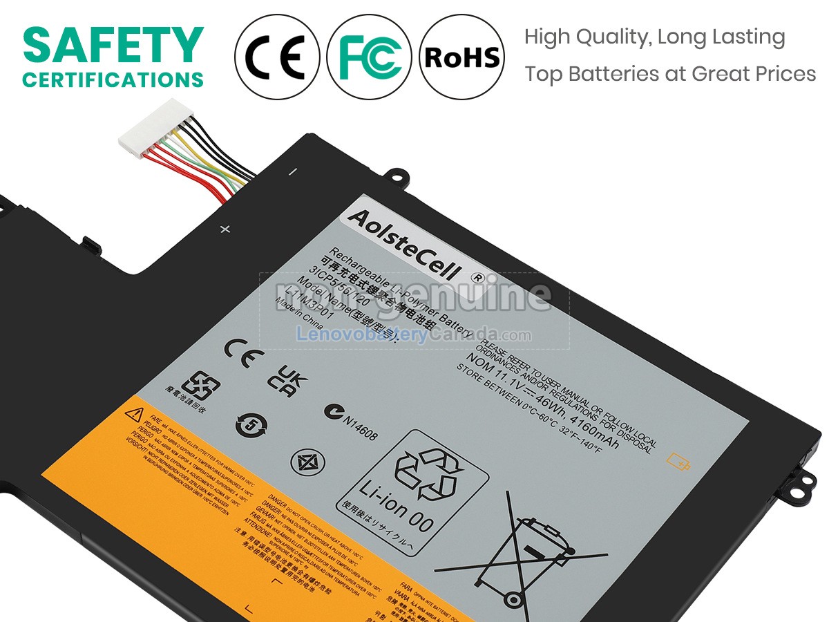 Replacement battery for Lenovo L11M3P01(3ICP5/56/120)