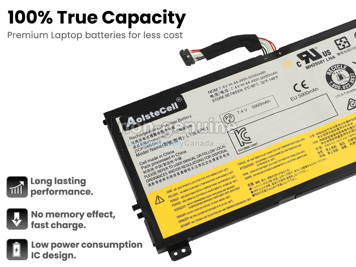 Replacement battery for Lenovo L13L4P61(2ICP3/86/94-2)