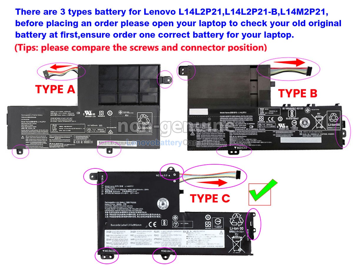 Replacement battery for Lenovo IdeaPad 300S-14ISK