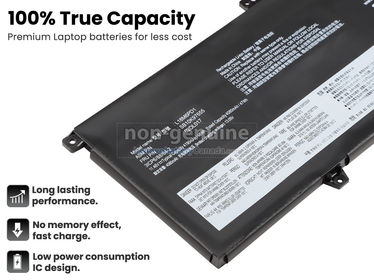 Replacement battery for Lenovo 02DL019