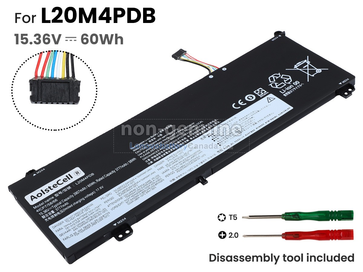 Replacement battery for Lenovo L20L4PDB