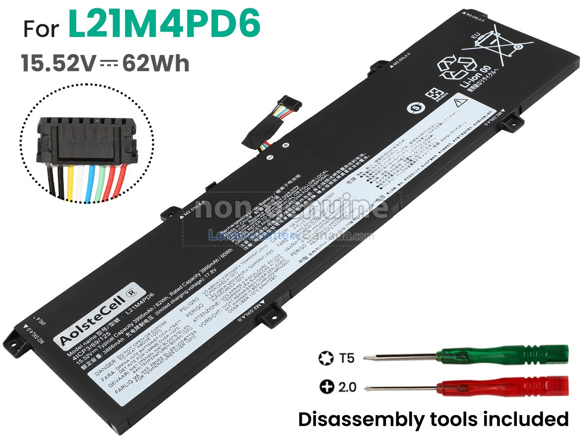 Replacement battery for Lenovo L21L4PD6(4ICP3/69/127)