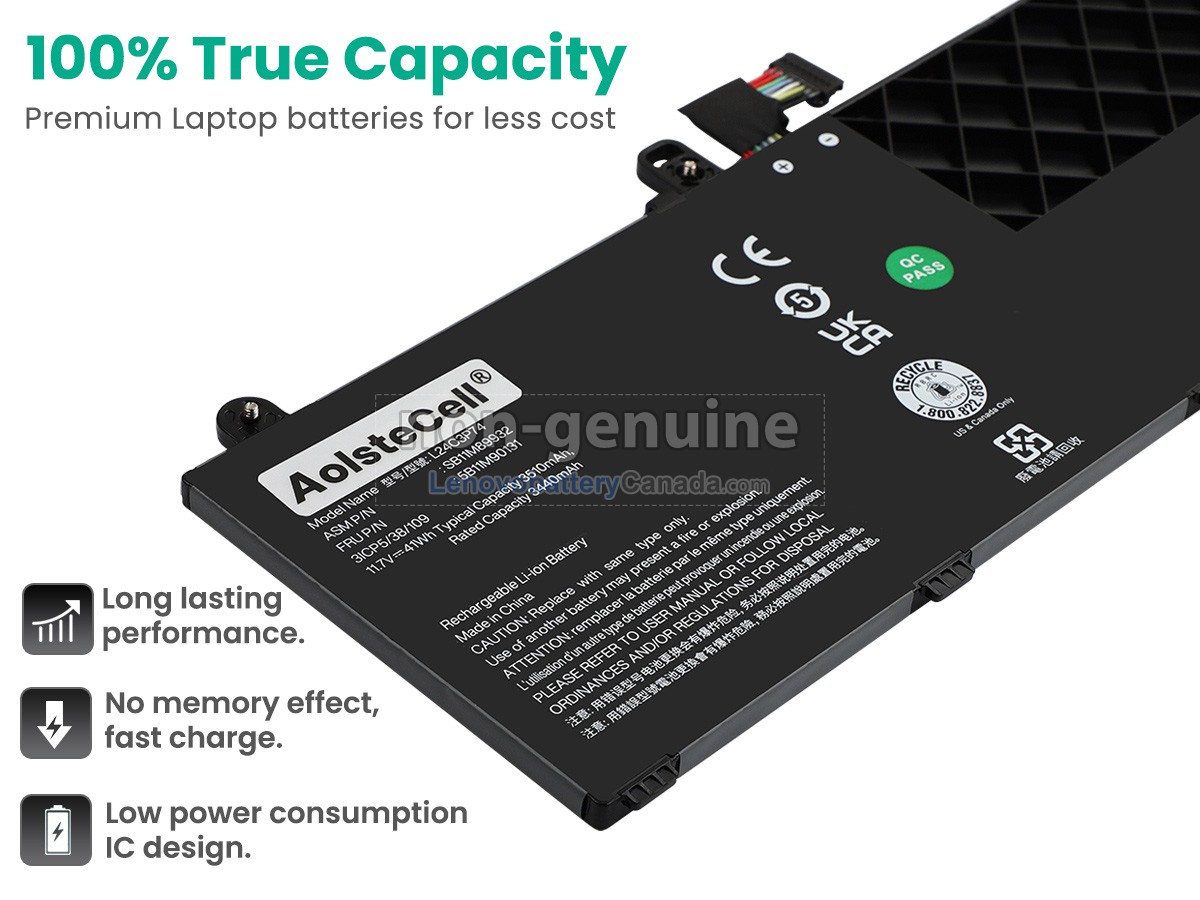 Replacement battery for Lenovo 5B11M90131