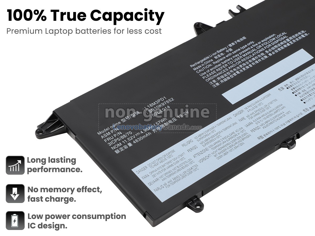 Replacement battery for Lenovo 02DL016